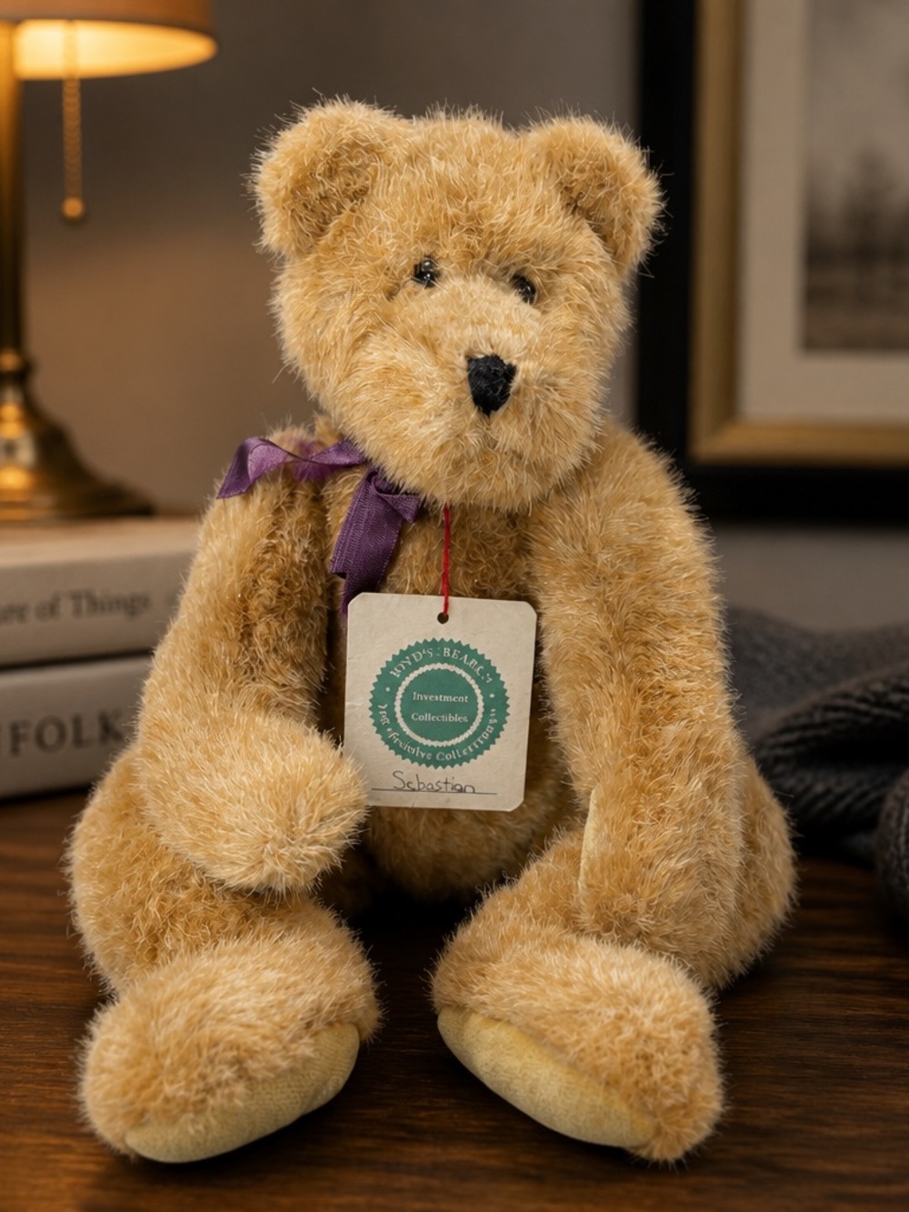 Boyds Bears Tan Plush Bear with Purple Bow